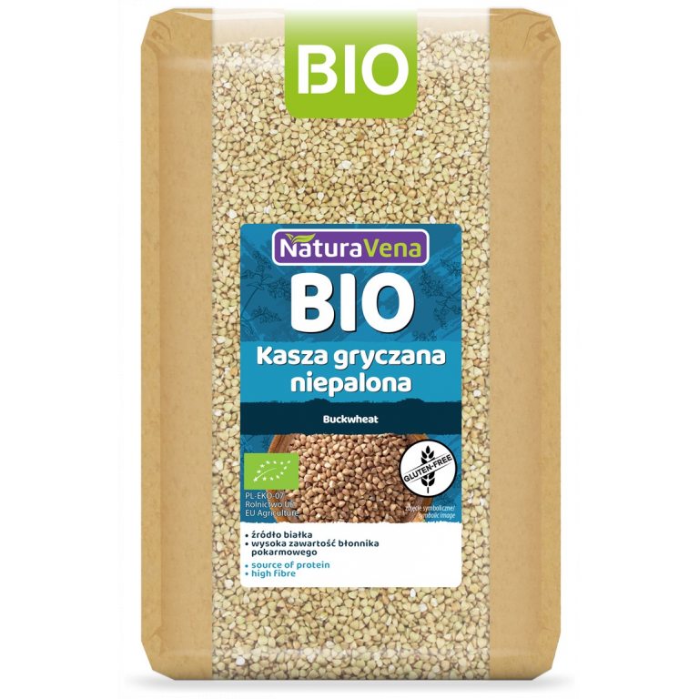 KASZA GRYCZANA NIEPALONA BEZGLUTENOWA BIO 1 kg - NATURAVENA