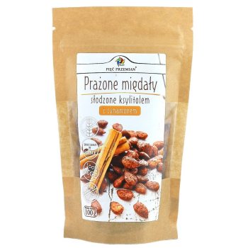 MIGDAŁY PRAŻONE Z CYNAMONEM SŁODZONE KSYLITOLEM BEZGLUTENOWE 100 g - PIĘĆ PRZEMIAN