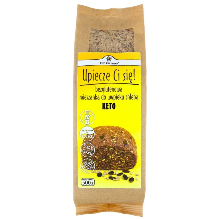 MIESZANKA DO WYPIEKU CHLEBA BEZ DODATKU CUKRÓW BEZGLUTENOWA KETO 500 g - PIĘĆ PRZEMIAN