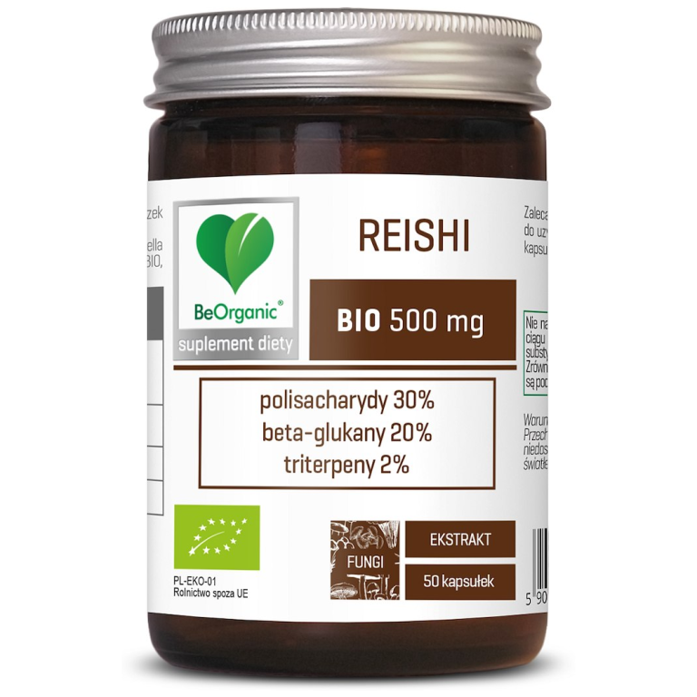 GRZYBY REISHI EKSTRAKT BIO (500 mg) 50 KAPSUŁEK - BE ORGANIC