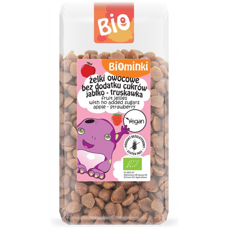 ŻELKI OWOCOWE BEZ DODATKU CUKRÓW BEZGLUTENOWE BIO 400 g - BIOMINKI