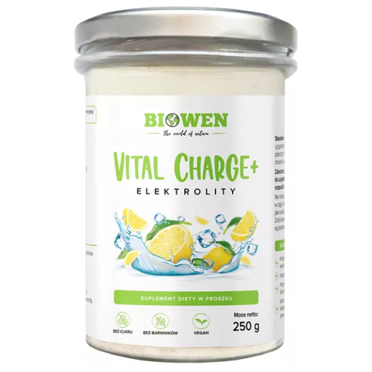 ELEKTROLITY O SMAKU CYTRYNOWYM W PROSZKU VITAL CHARGE+ 250 g - BIOWEN