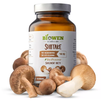 GRZYBY SHIITAKE EKSTRAKT (400 mg) BEZGLUTENOWY 90 KAPSUŁEK - BIOWEN