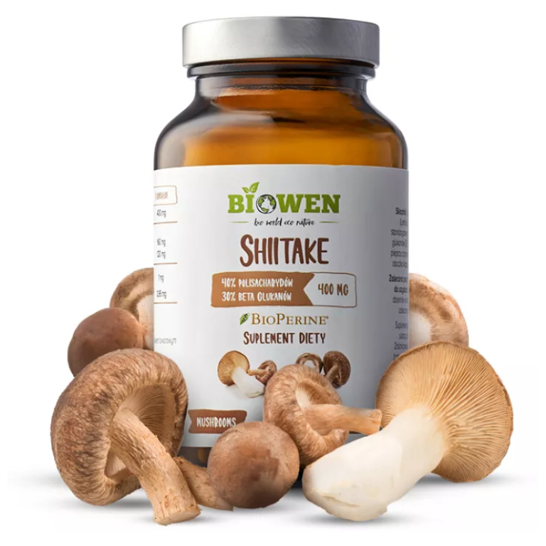 GRZYBY SHIITAKE EKSTRAKT (400 mg) BEZGLUTENOWY 90 KAPSUŁEK - BIOWEN