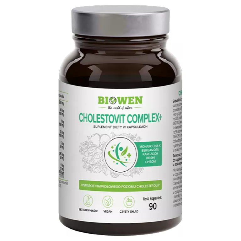 KAPSUŁKI NA PRAWIDŁOWY POZIOM CHOLESTEROLU CHOLESTOVIT COMPLEX+ 90 szt. - BIOWEN