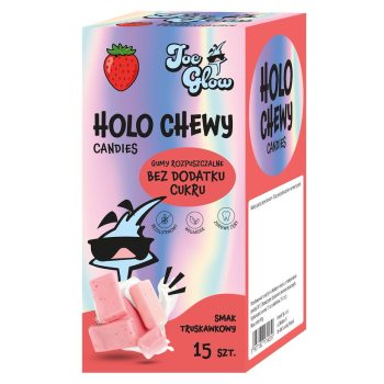 GUMY ROZPUSZCZALNE O SMAKU TRUSKAWKOWYM BEZ DODATKU CUKRÓW BEZGLUTENOWE (15 szt.) 90 g - JOE GLOW