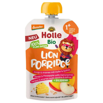 MUS OWSIANKOWY LEW (JABŁKO - RYŻ - MANGO - ANANAS - QUINOA) BEZ DODATKU CUKRÓW OD 1 ROKU DEMETER BIO 110 g - HOLLE