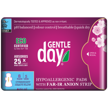 PODPASKI HIGIENICZNE Z PASKIEM ANIONOWYM NA NOC 8 szt. - GENTLE DAY