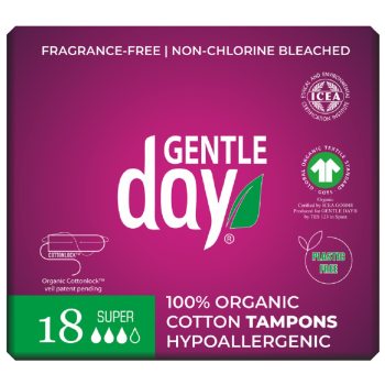 TAMPONY ZE 100 % BAWEŁNY EKOLOGICZNEJ - SUPER 18 szt. - GENTLE DAY