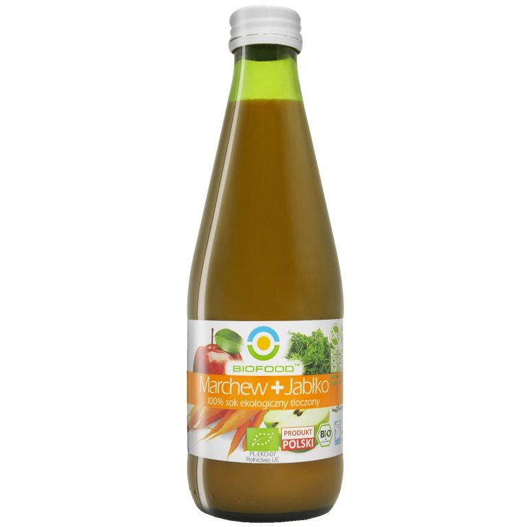 SOK JABŁKOWO - MARCHWIOWY NFC BEZGLUTENOWY BIO 300 ml - BIOFOOD