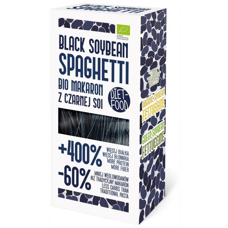 MAKARON PROTEINOWY (Z CZARNEJ SOI) SPAGHETTI BEZGLUTENOWY BIO 200 g - DIET-FOOD