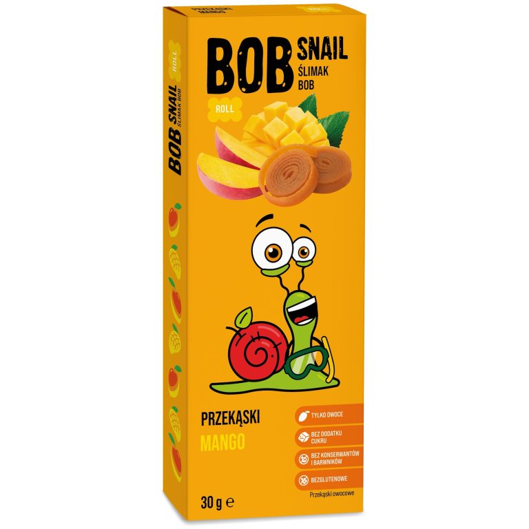 PRZEKĄSKA ROLL MANGO BEZ DODATKU CUKRÓW BEZGLUTENOWA 30 g - BOB SNAIL