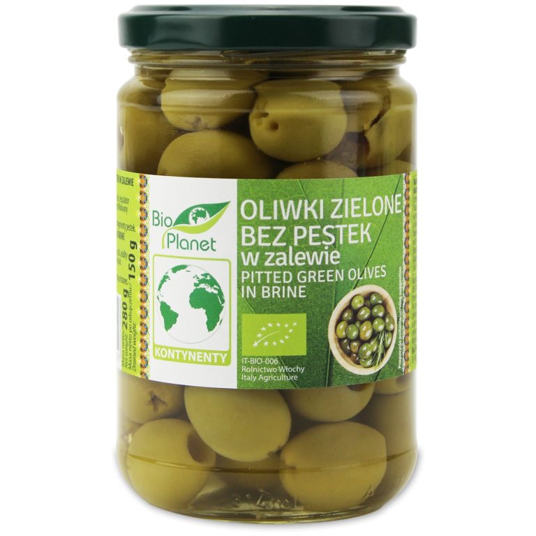 OLIWKI ZIELONE BEZ PESTEK W ZALEWIE BIO 280 g (150 g) - BIO PLANET
