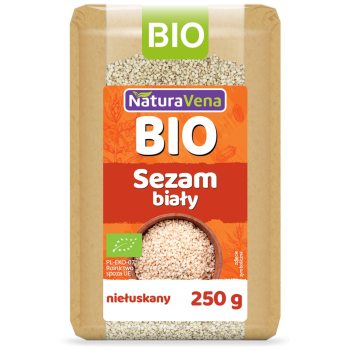 SEZAM BIAŁY NIEŁUSKANY BIO 250 g - NATURAVENA