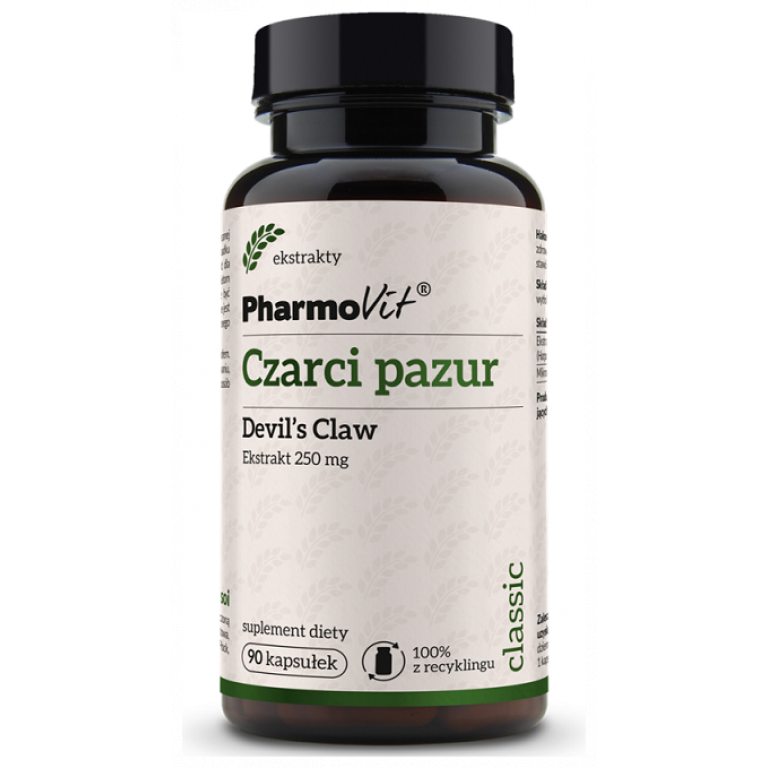 CZARCI PAZUR EKSTRAKT (250 mg) BEZGLUTENOWY 90 KAPSUŁEK - PHARMOVIT (CLASSIC)