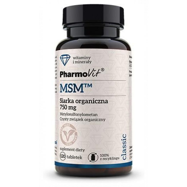 MSM SIARKA ORGANICZNA (750 mg) BEZGLUTENOWA 120 TABLETEK - PHARMOVIT (CLASSIC)