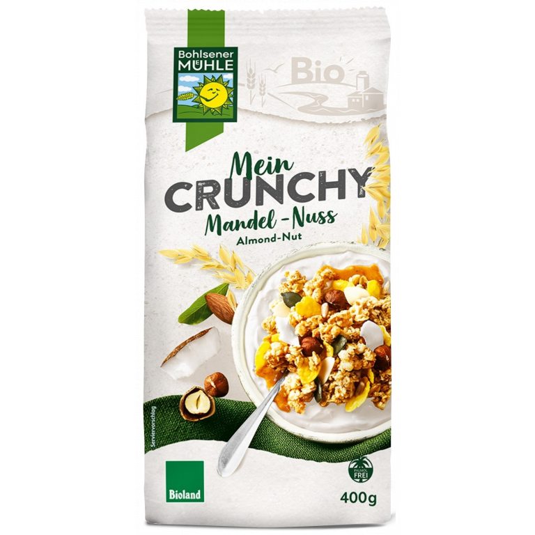 CRUNCHY ORZECHOWE Z PRAŻONYMI CHIPSAMI KOKOSOWYMI BIO 400 g - BOHLSENER MUEHLE