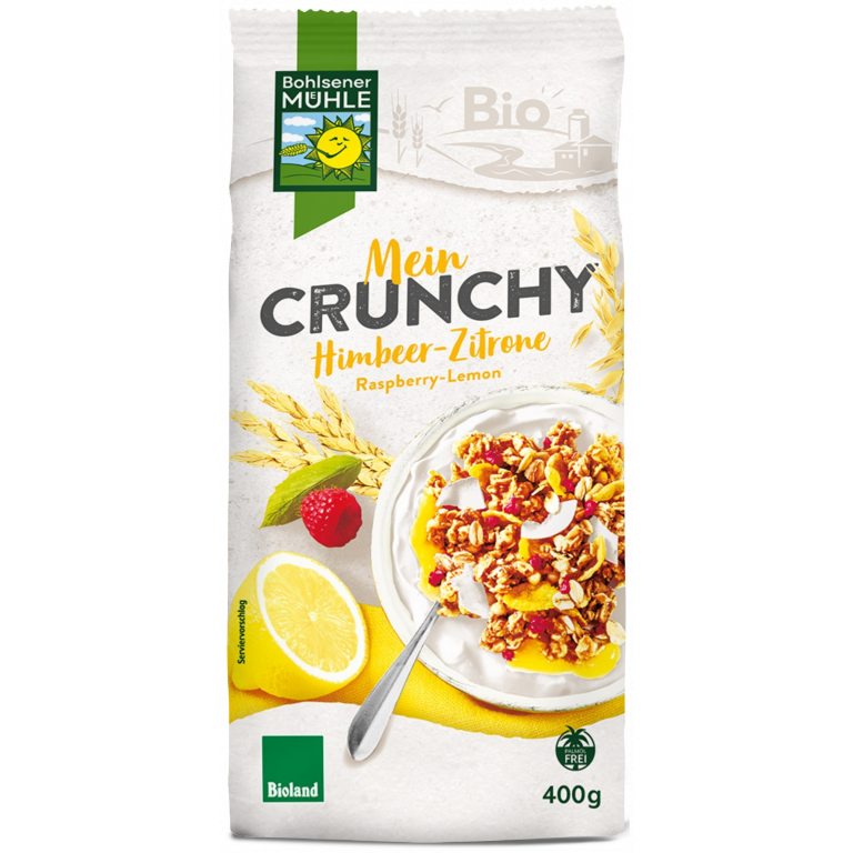 CRUNCHY JOGURTOWO - CYTRYNOWE Z MALINAMI BIO 400 g - BOHLSENER MUEHLE