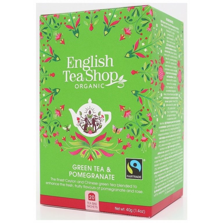 HERBATA ZIELONA Z GRANATEM I PŁATKAMI RÓŻY FAIR TRADE BIO (20 x 2 g) 40 g - ENGLISH TEA SHOP ORGANIC