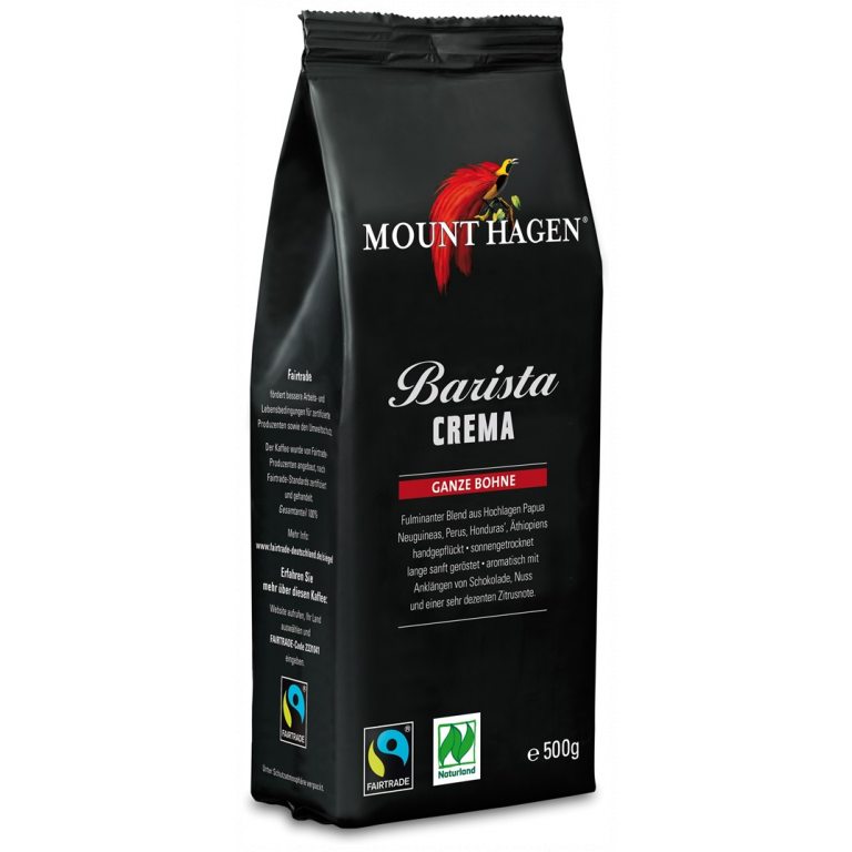 KAWA ZIARNISTA ARABICA 100 % BARISTA CREMA FAIR TRADE BIO 500 g - MOUNT HAGEN