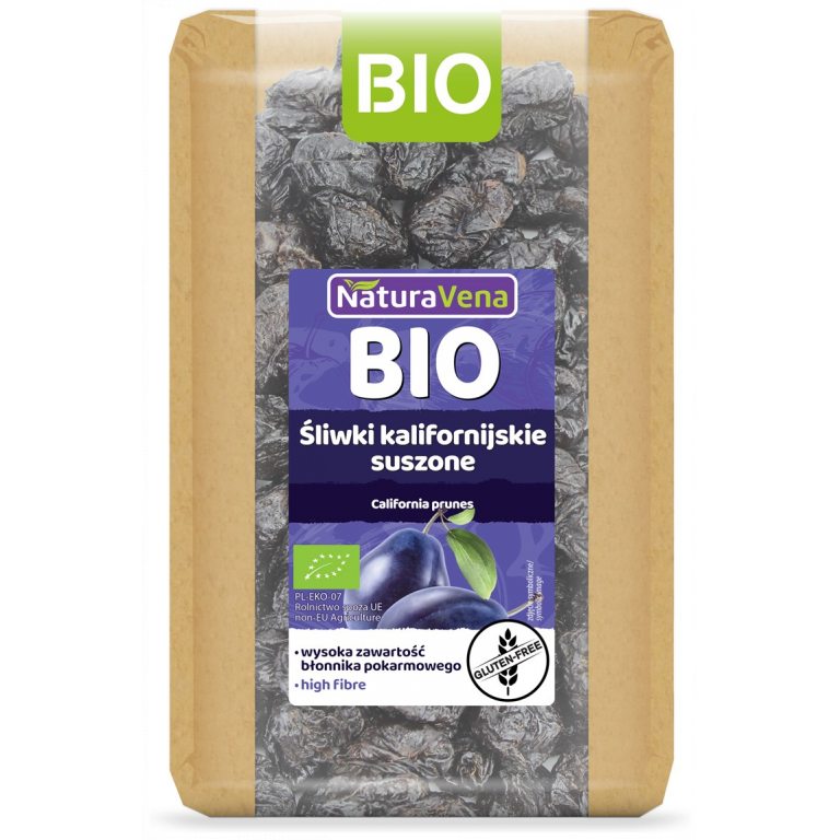 ŚLIWKI KALIFORNIJSKIE SUSZONE BEZGLUTENOWE BIO 400 g - NATURAVENA