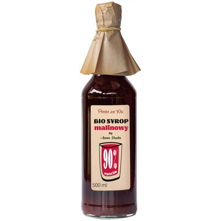 SYROP MALINOWY (90 % OWOCÓW) BIO 500 ml - PROSTO ZE WSI