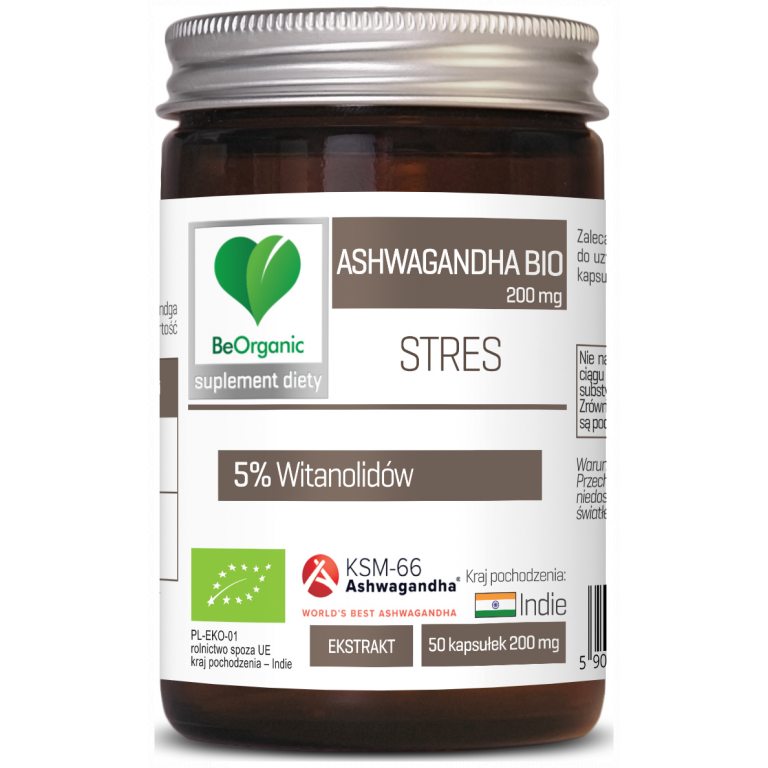 ASHWAGANDHA EKSTRAKT BIO (200 mg) 50 KAPSUŁEK - BE ORGANIC