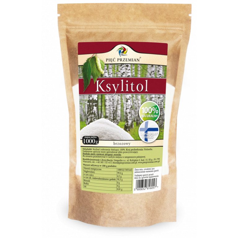 KSYLITOL 1 kg (TOREBKA PAPIEROWA) - PIĘĆ PRZEMIAN (FINLANDIA)