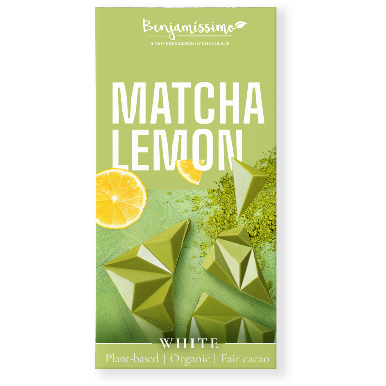 TABLICZKA KAKAOWA HERBATA MATCHA - CYTRYNA BEZGLUTENOWA BIO 60 g - BENJAMISSIMO