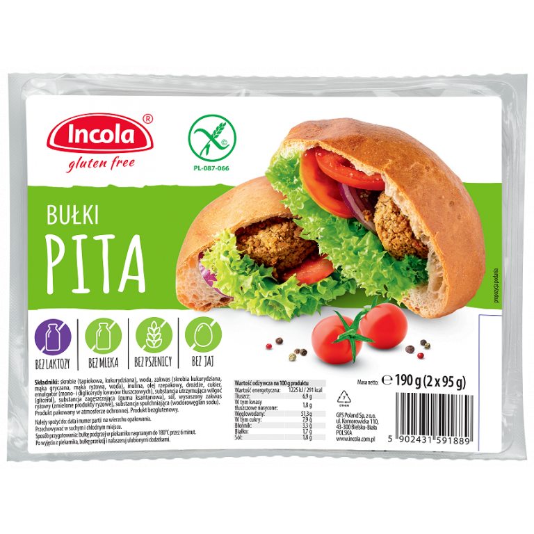 BUŁKI PITA BEZGLUTENOWE (2 x 95 g) 190 g - INCOLA