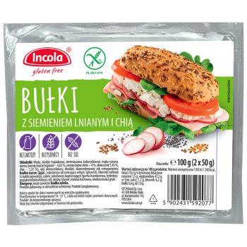 BUŁKI Z SIEMIENIEM LNIANYM I CHIA BEZGLUTENOWE (2 x 50 g) 100 g - INCOLA