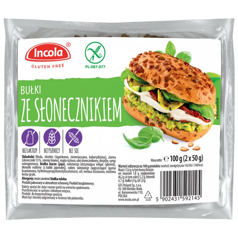 BUŁKI ZE SŁONECZNIKIEM BEZGLUTENOWE (2 x 50 g) 100 g - INCOLA