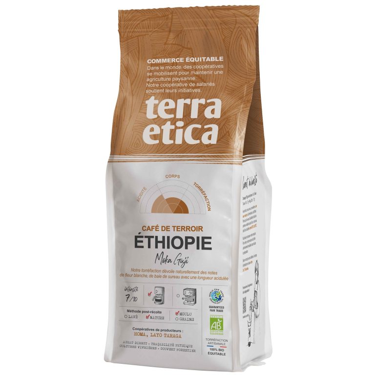 KAWA MIELONA ARABICA 100 % MOKA GUJI ETIOPIA FAIR TRADE BIO 250 g - TERRA ETICA