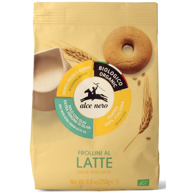 CIASTKA MLECZNE Z OLIWĄ Z OLIWEK EXTRA VIRGIN (14 %) BIO 250 g - ALCE NERO