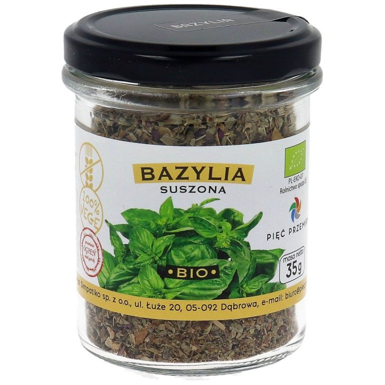 BAZYLIA SUSZONA BEZGLUTENOWA BIO 35 g - PIĘĆ PRZEMIAN