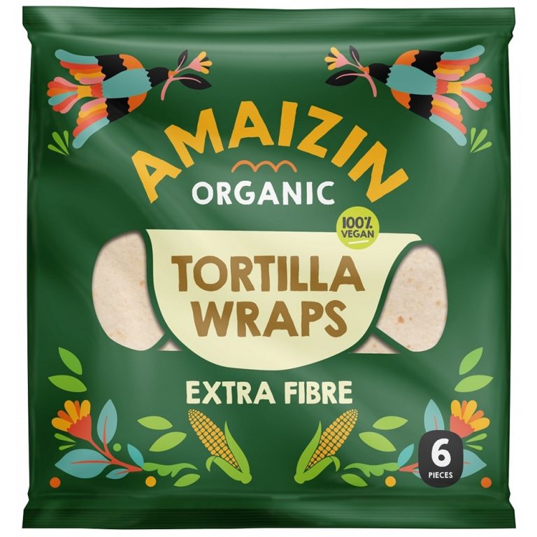 TORTILLA WRAPS Z OTRĘBAMI (ŹRÓDŁO BŁONNIKA POKARMOWEGO) BIO 240 g - AMAIZIN