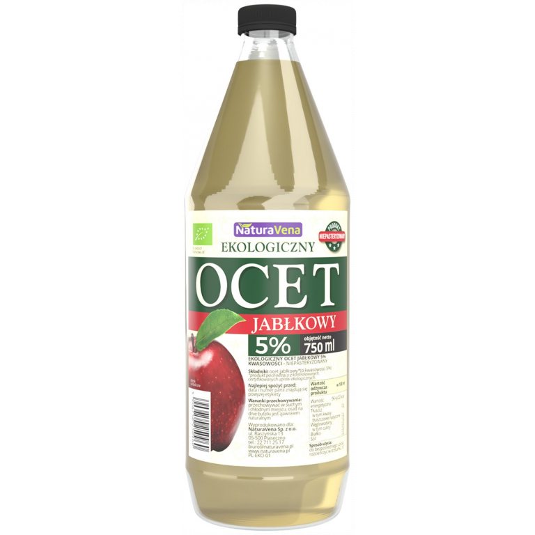 OCET JABŁKOWY 5 % NIEFILTROWANY BIO 750 ml - NATURAVENA