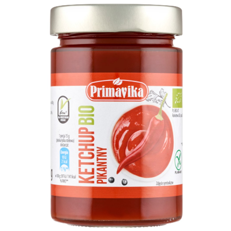 KETCHUP PIKANTNY BEZGLUTENOWY BIO 315 g - PRIMAVIKA
