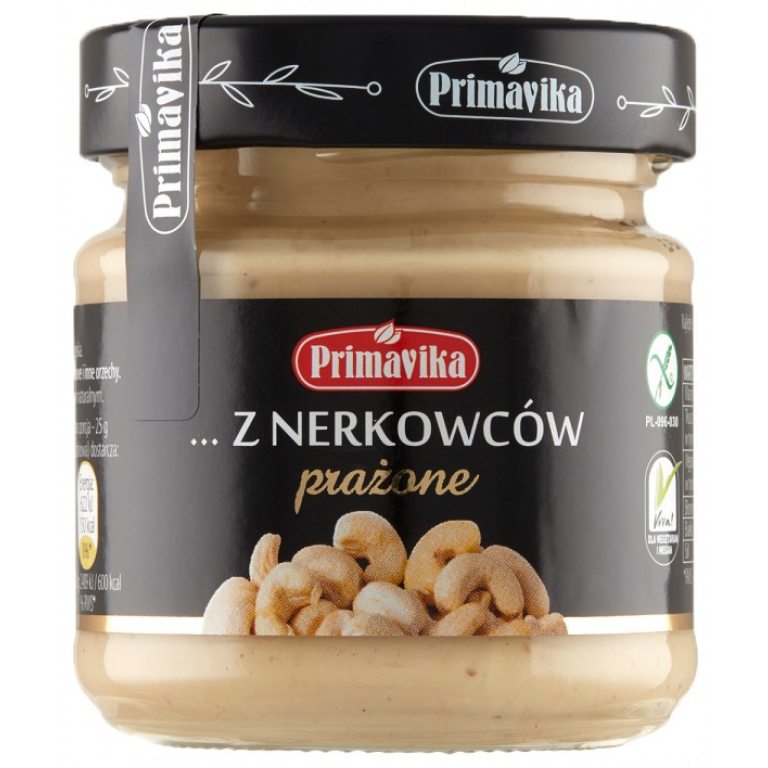 PASTA Z PRAŻONYCH ORZECHÓW NERKOWCA BEZGLUTENOWA 185 g - PRIMAVIKA