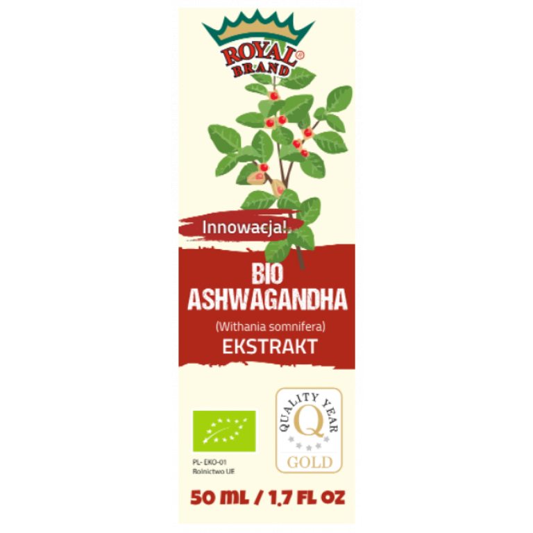 ASHWAGANDHA EKSTRAKT W KROPLACH BIO 50 ml - ROYAL BRAND