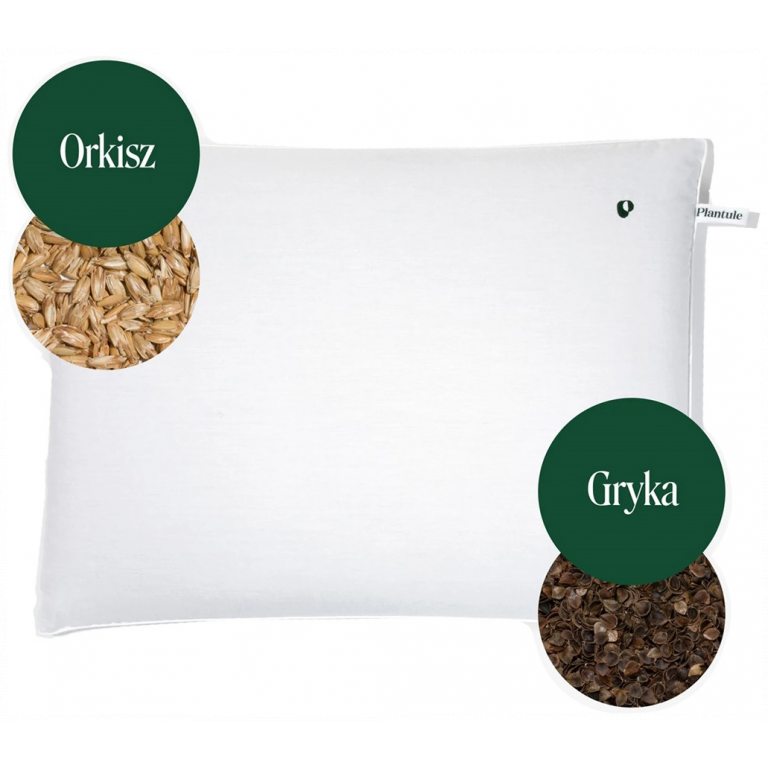 PODUSZKA DO SPANIA Z ŁUSKĄ GRYKI I ORKISZU DLA DOROSŁYCH BIAŁA (45 x 60 cm) - PLANTULE PILLOWS