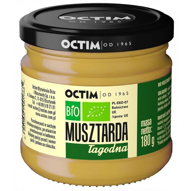 MUSZTARDA ŁAGODNA BIO 180 g - OCTIM