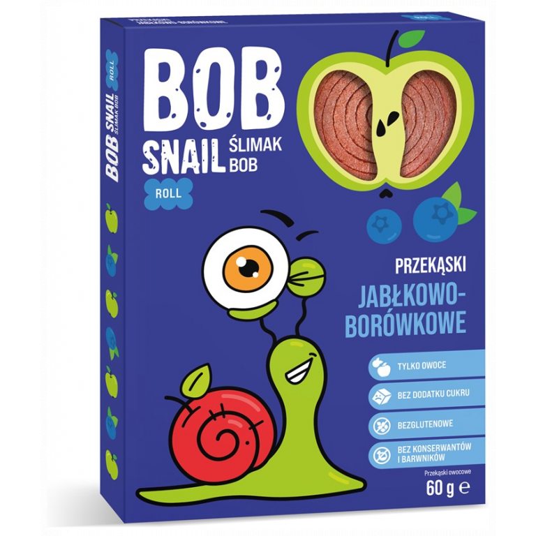 PRZEKĄSKA ROLL JABŁKO - BORÓWKA BEZ DODATKU CUKRU BEZGLUTENOWA 60 g - BOB SNAIL