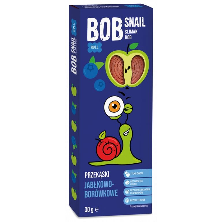 PRZEKĄSKA ROLL JABŁKO - BORÓWKA BEZ DODATKU CUKRU BEZGLUTENOWA 30 g - BOB SNAIL