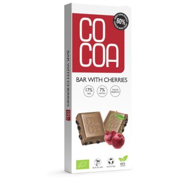 TABLICZKA Z WIŚNIAMI 60 % MNIEJ CUKRU BIO 40 g - COCOA