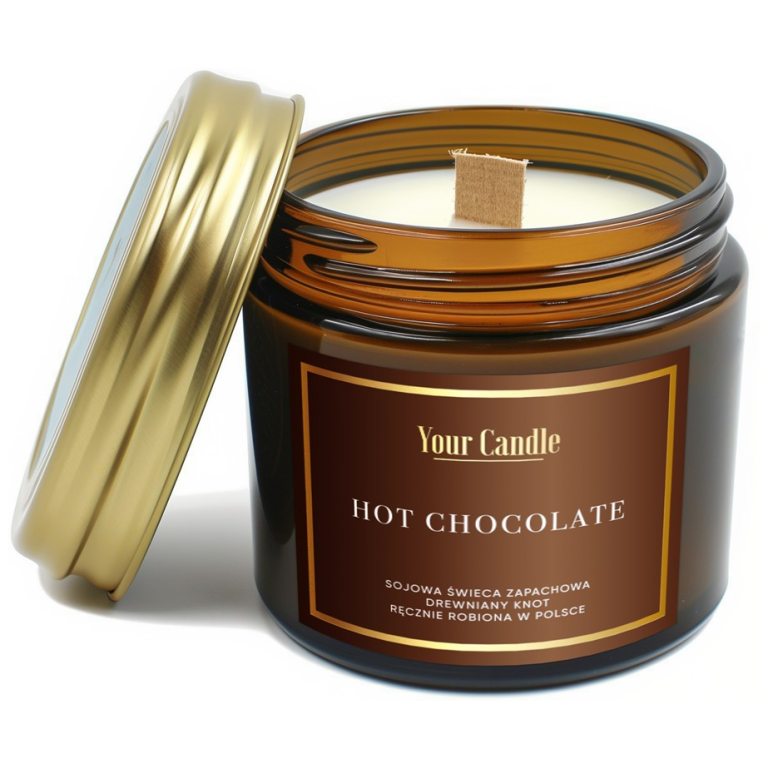 ŚWIECA SOJOWA ZAPACHOWA Z DREWNIANYM KNOTEM HOT CHOCOLATE 120 ml - YOUR CANDLE