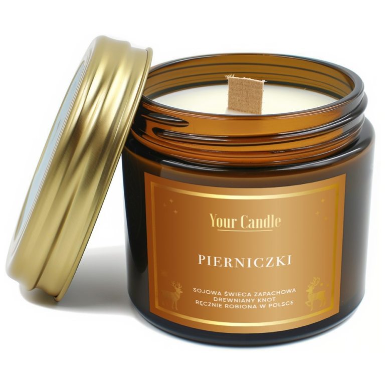 ŚWIECA SOJOWA ZAPACHOWA Z DREWNIANYM KNOTEM PIERNICZKI 120 ml - YOUR CANDLE (PRODUKT SEZONOWY)