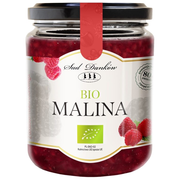 MALINA 80 % Z CUKREM TRZCINOWYM BIO 270 g - SAD DANKÓW