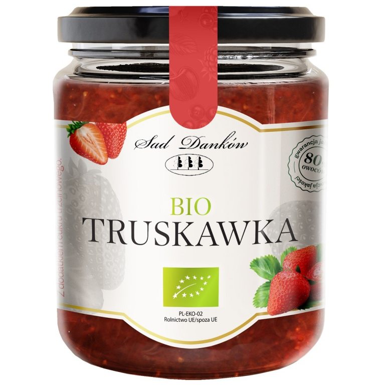 TRUSKAWKA 80 % Z CUKREM TRZCINOWYM BIO 270 g - SAD DANKÓW