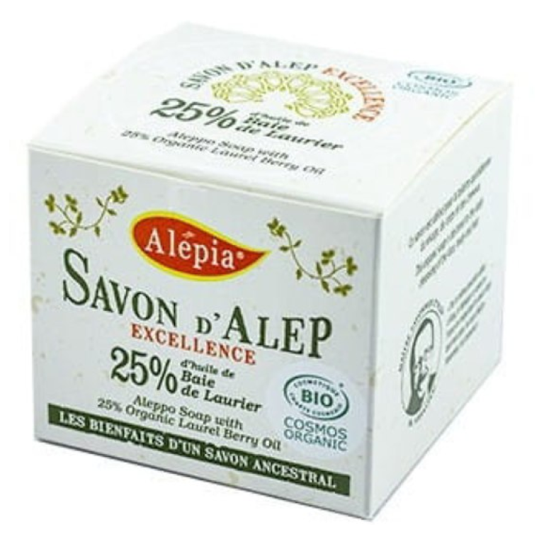 MYDŁO Z ALEPPO W KOSTCE OLIWKOWE Z OLEJEM LAUROWYM 25 % ECO 190 g - ALEPIA